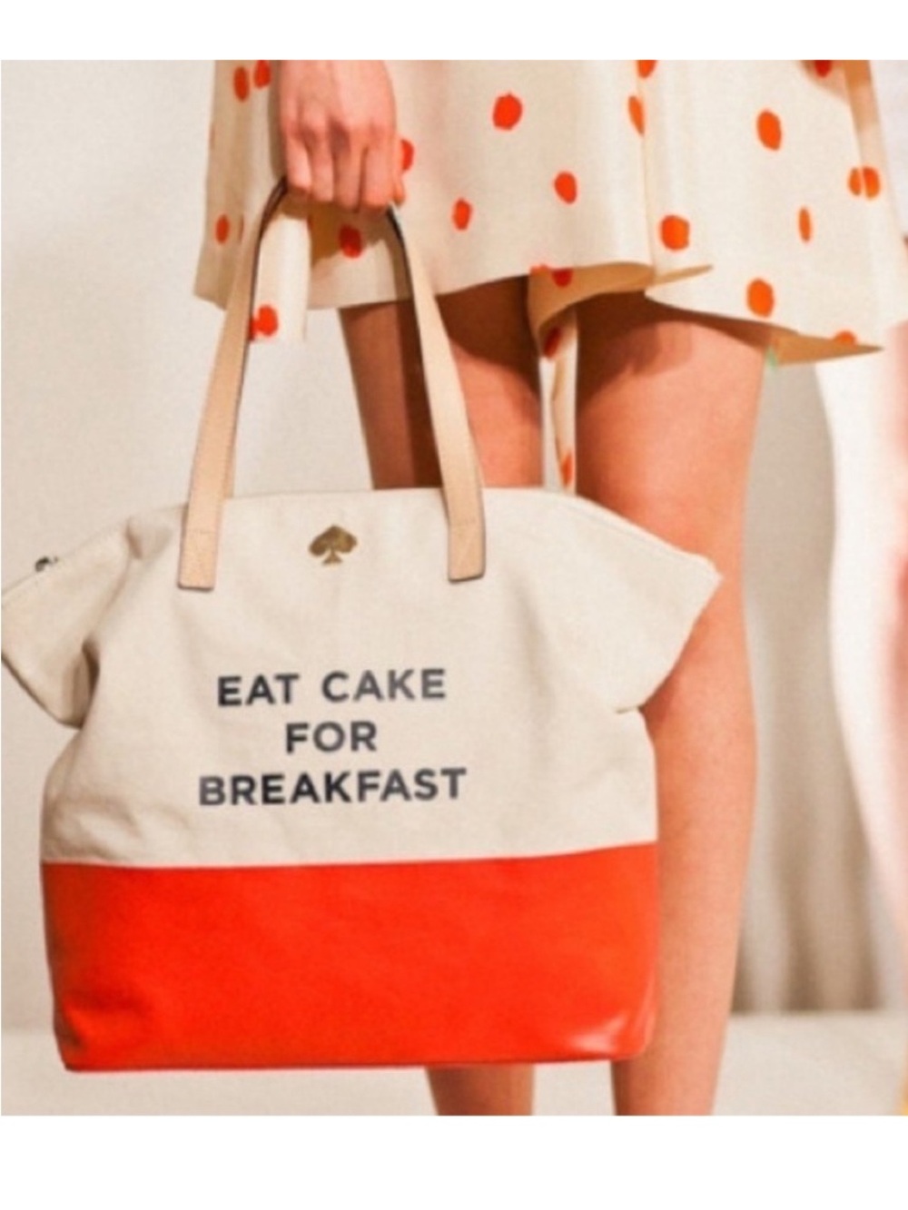kate spade Eat Cake for Breakfast - Cream and Red Canvas Tote